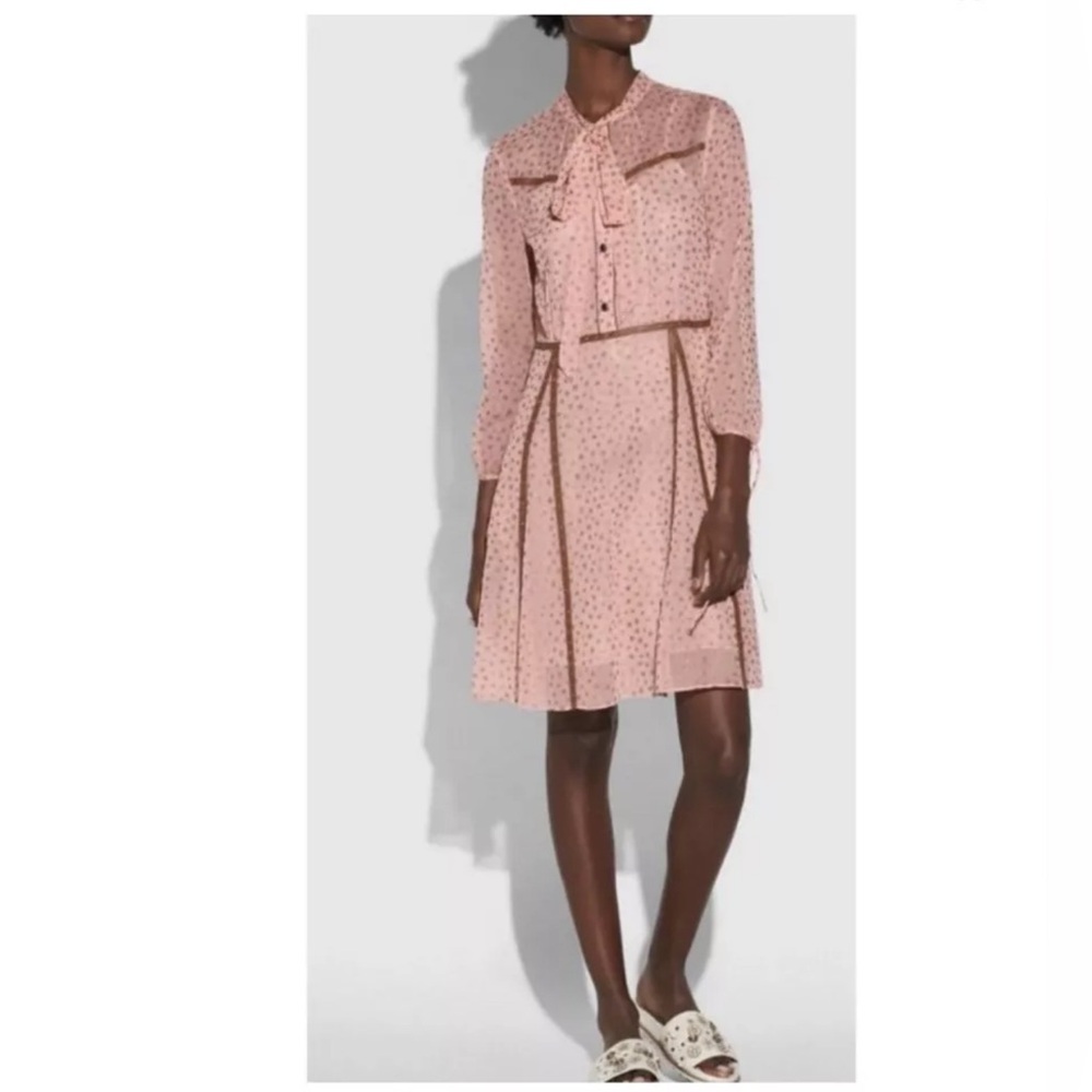Coach Star Print Western Georgette Dress. Size 10 Retail- $795